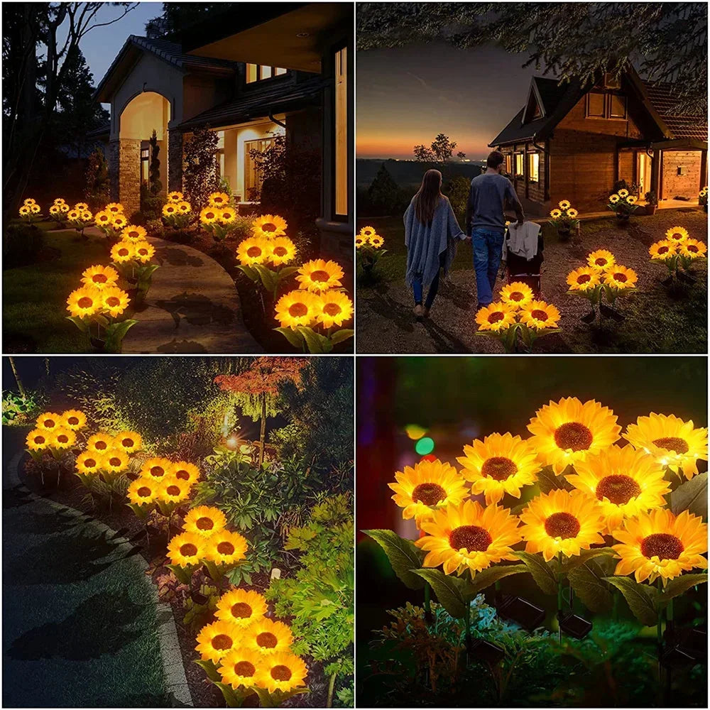 Lampe solaire LED en Tournesol à planter