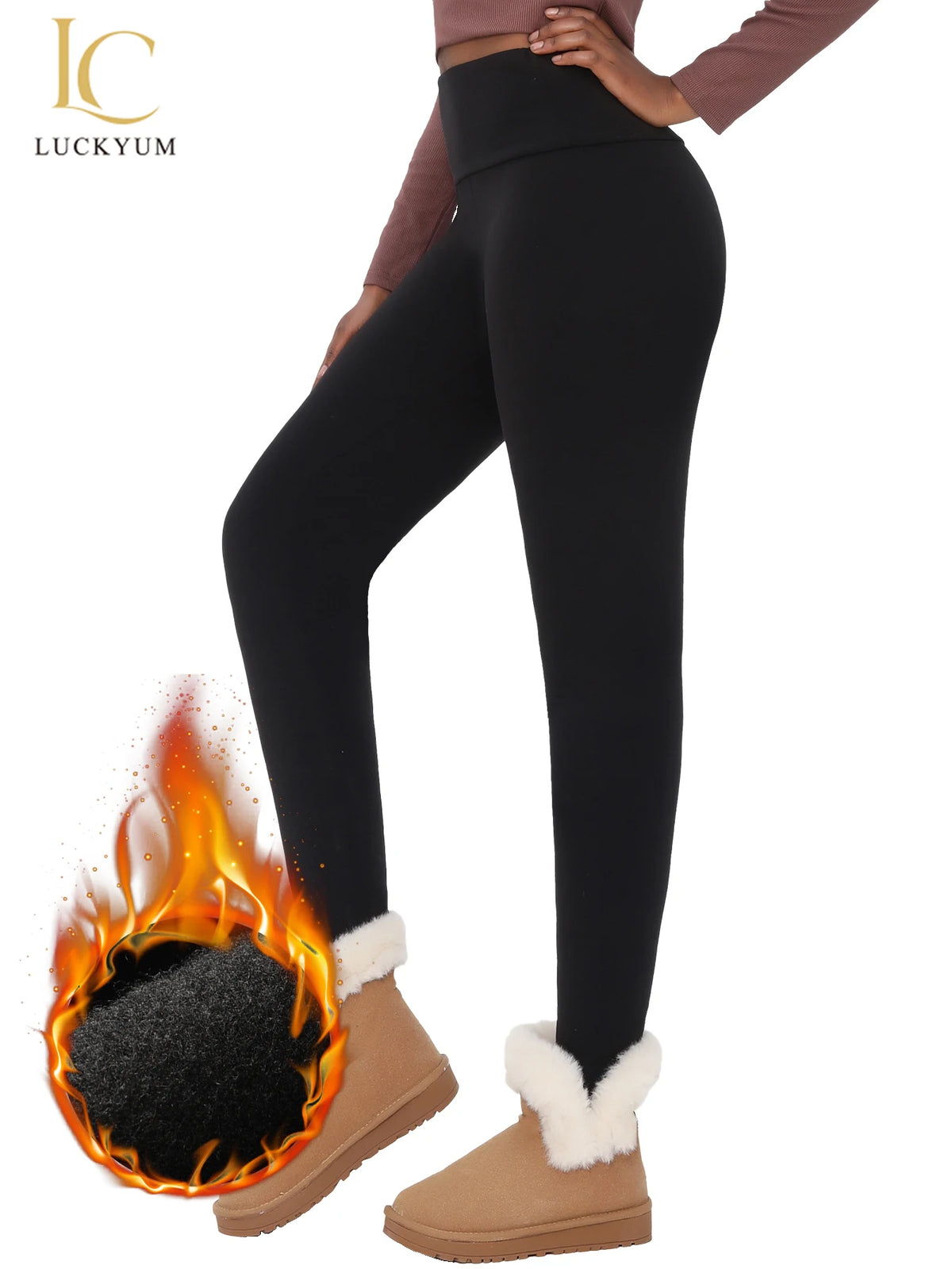 Legging Thermique Femme Taille Haute Doublé Polaire Épais & Doux pour Hiver – 9 Couleurs & 6 Tailles