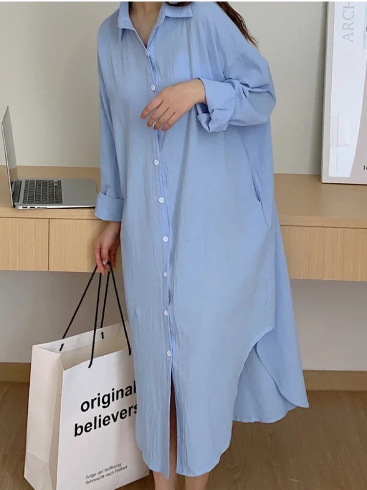 Chemise robe Vintage surdimensionnée en coton - Collection 2024