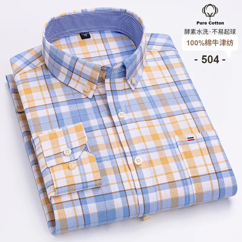 Chemise en coton à rayures à manches longues pour homme