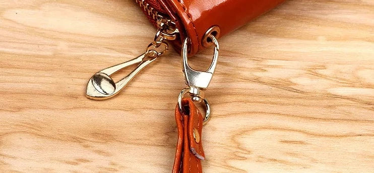 Portefeuille en cuir PU avec fermeture éclair pour femme