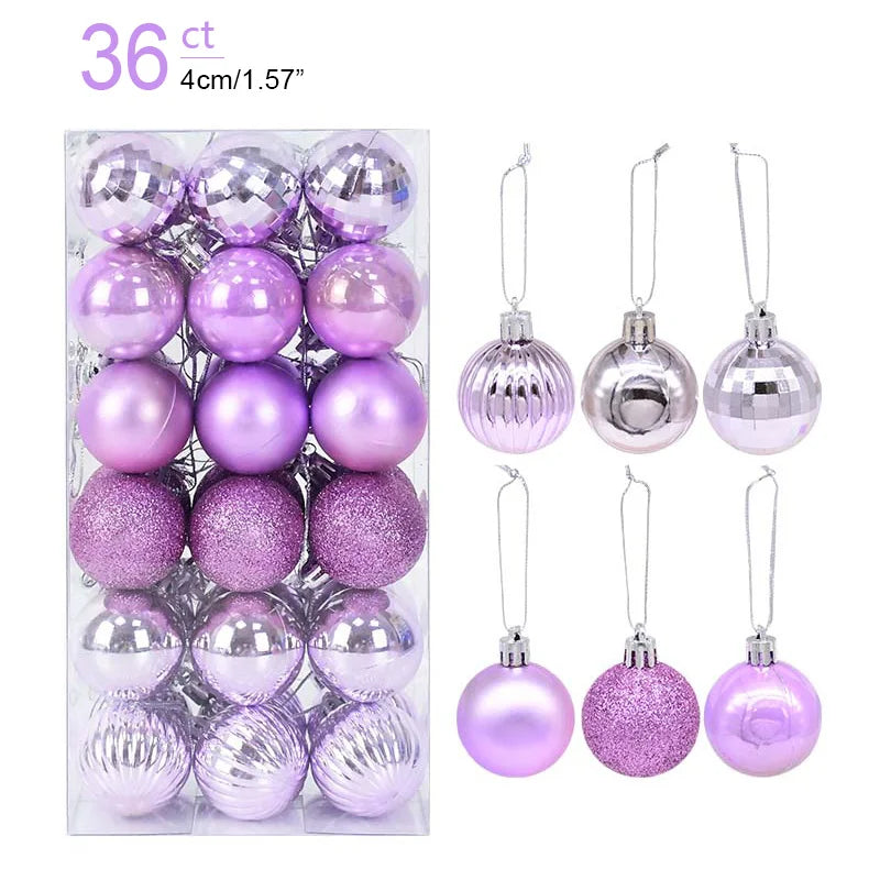 Lot de 36 Mini Boules de Noël