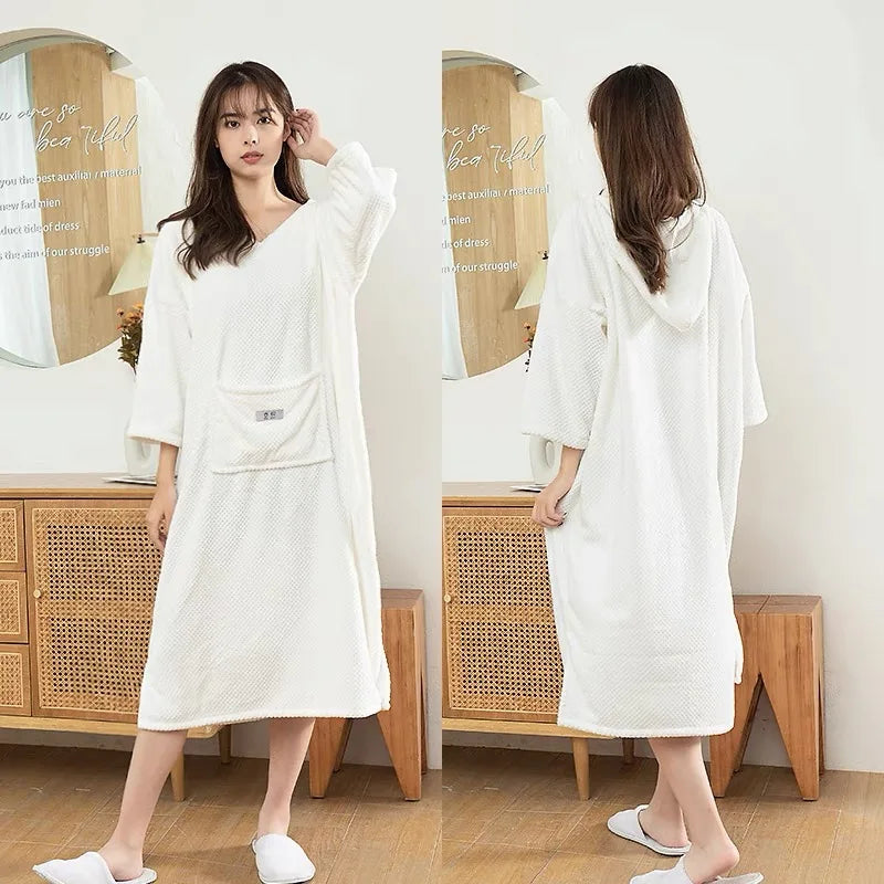 Peignoir effet robe avec grand poche centrale - ULTRA Absorbant