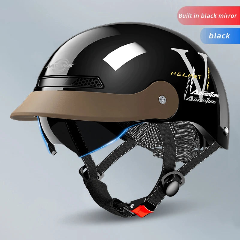 Casque Moto/Vélo avec Visière Vintage pour Femme – Respirant & Réfléchissant – Homme Femme