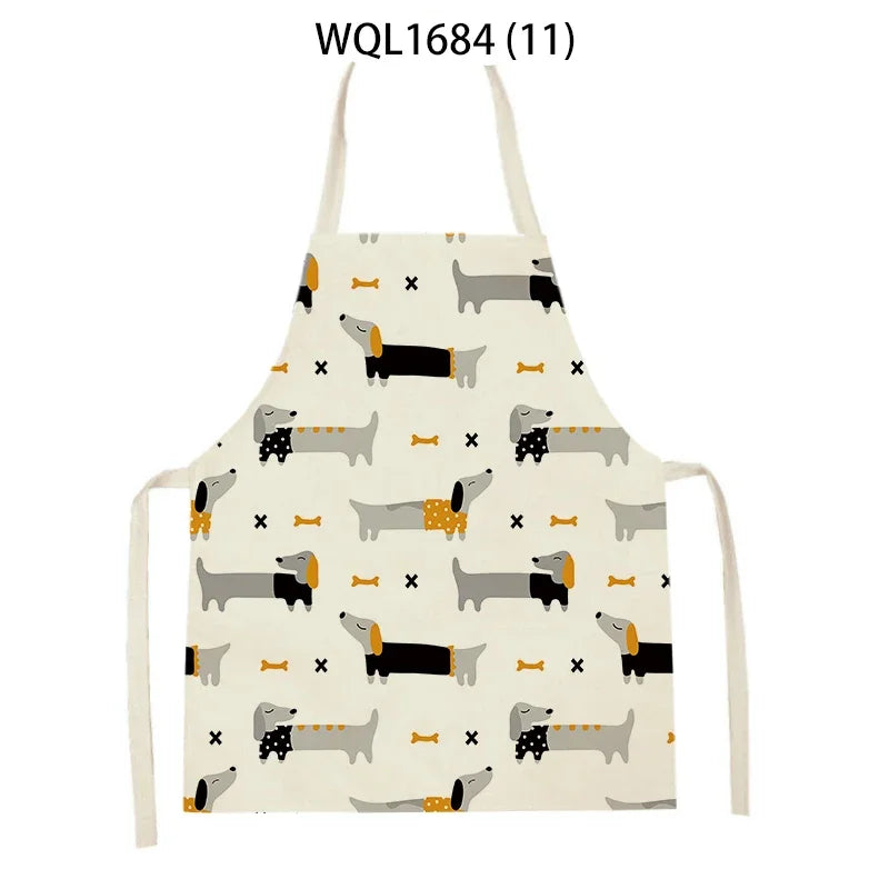 Tablier de Cuisine en Lin à Motif Chien Teckel