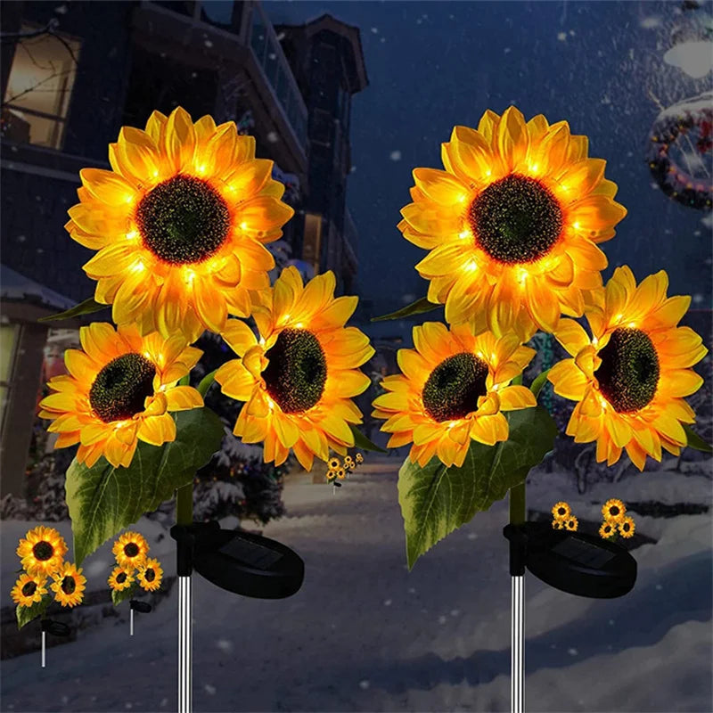 Lot de 3 Lampes Solaires LED Tournesol – Éclairage Décoratif pour Jardin, Pelouse & Cour
