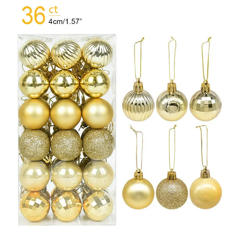 Lot de 36 Mini Boules de Noël