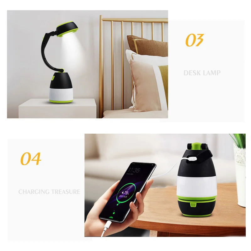 Lampe de camping multifonctions 3 en 1 à LED rechargeable