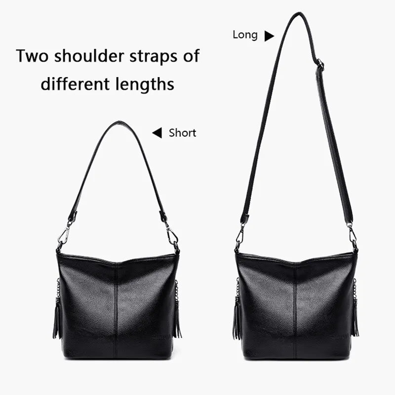 Sac à bandoulière en cuir PU souple pour femmes