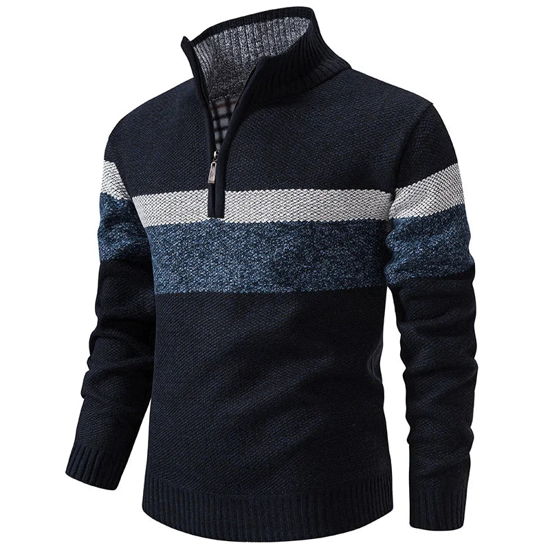 Pull Col Cheminé à Zip Tricolore
