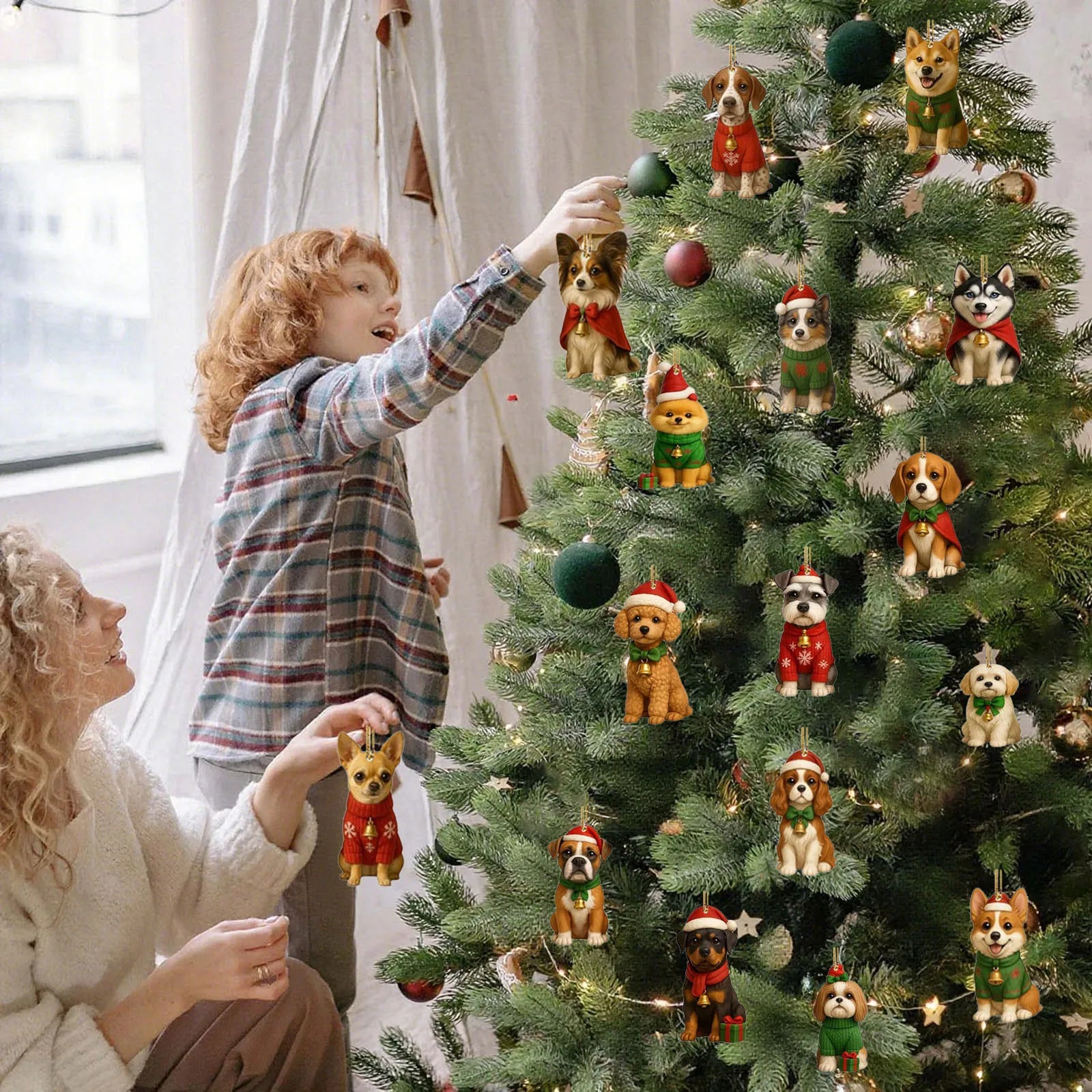 Calendrier de l'Avent 24 Ornements Chiens de Noël