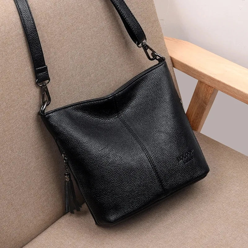 Sac à bandoulière en cuir PU souple pour femmes