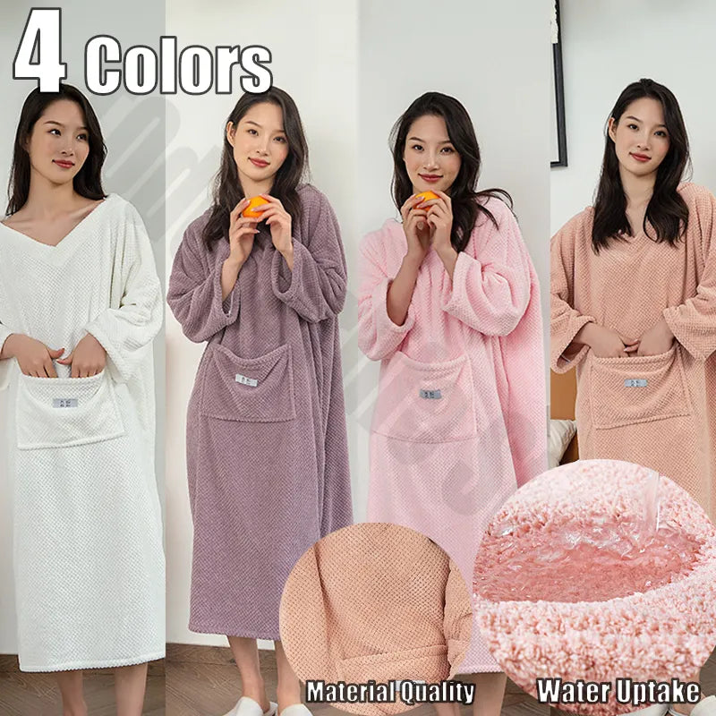 Peignoir effet robe avec grand poche centrale - ULTRA Absorbant
