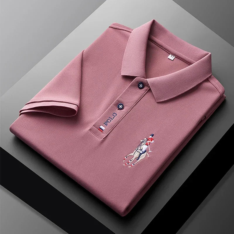 Polo en piqué de coton avec broderie joueur