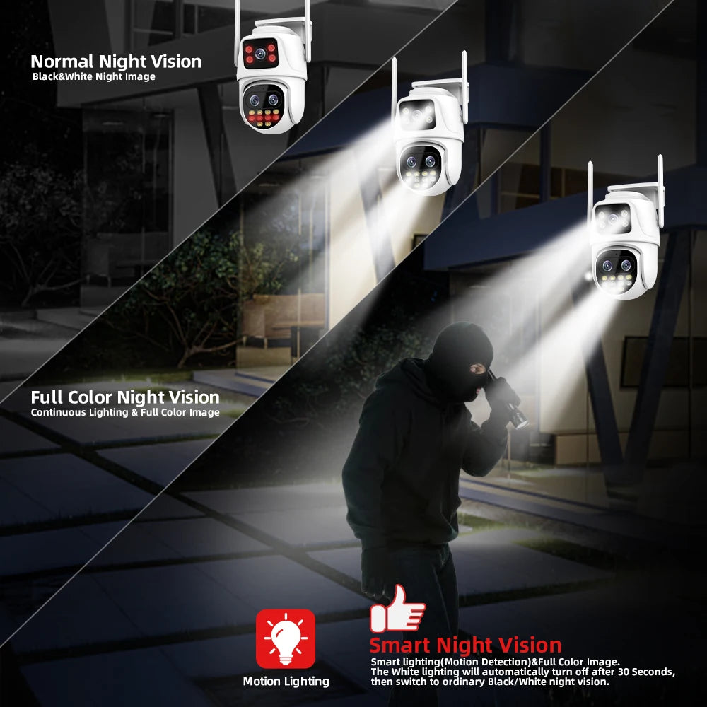 Caméra de suirveillance Extérieure Wifi Rotation 360 - HD 4MP + Carte SD 32Gb OFFERTE