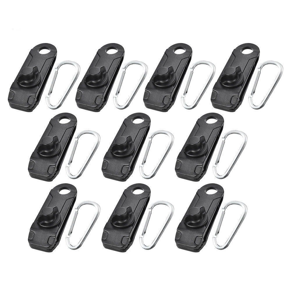Lot de 10 Clips de bâche et Toile + Mousquetons
