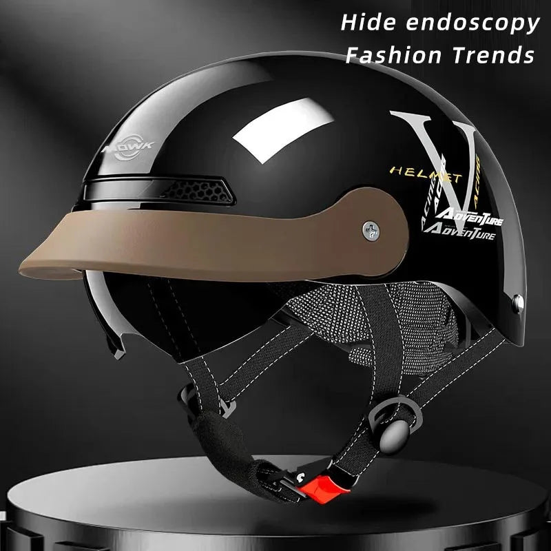Casque Moto/Vélo avec Visière Vintage pour Femme – Respirant & Réfléchissant – Homme Femme