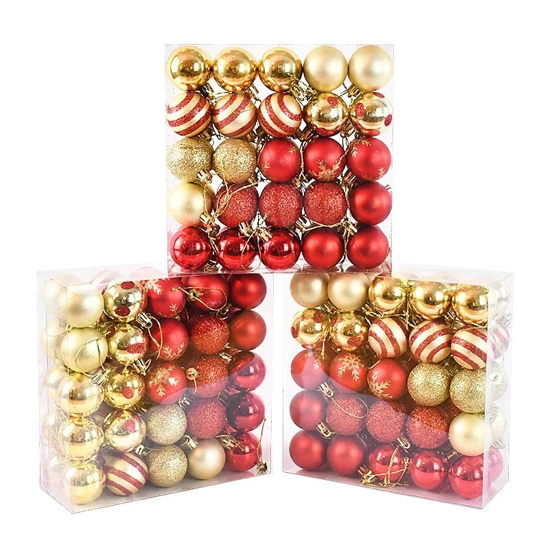 Ensemble de 50 Boules de Noël pour Sapin Rouge & Doré
