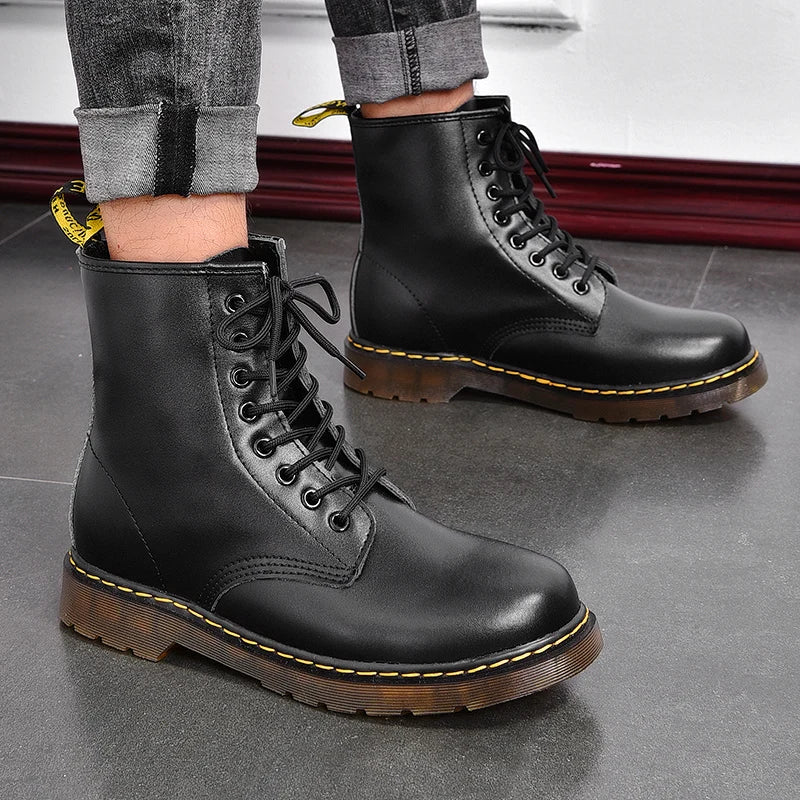 Bottines Rangers à lacets en similicuir - Modèle Mixte