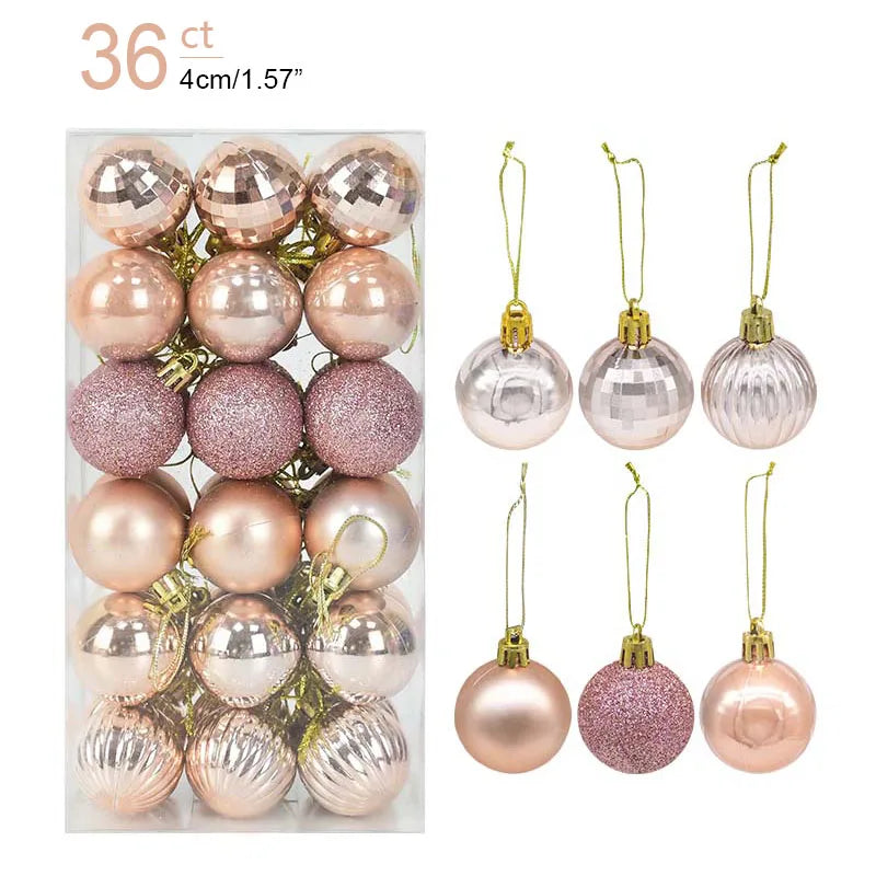 Lot de 36 Mini Boules de Noël