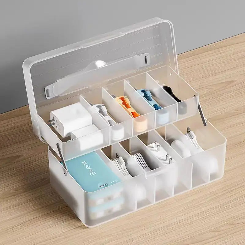 Mallette de rangement compartimentée pour câbles et chargeurs