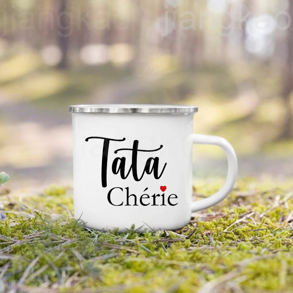 Tasse en Acier Émaillé Message Personnalisé - Idée Cadeau