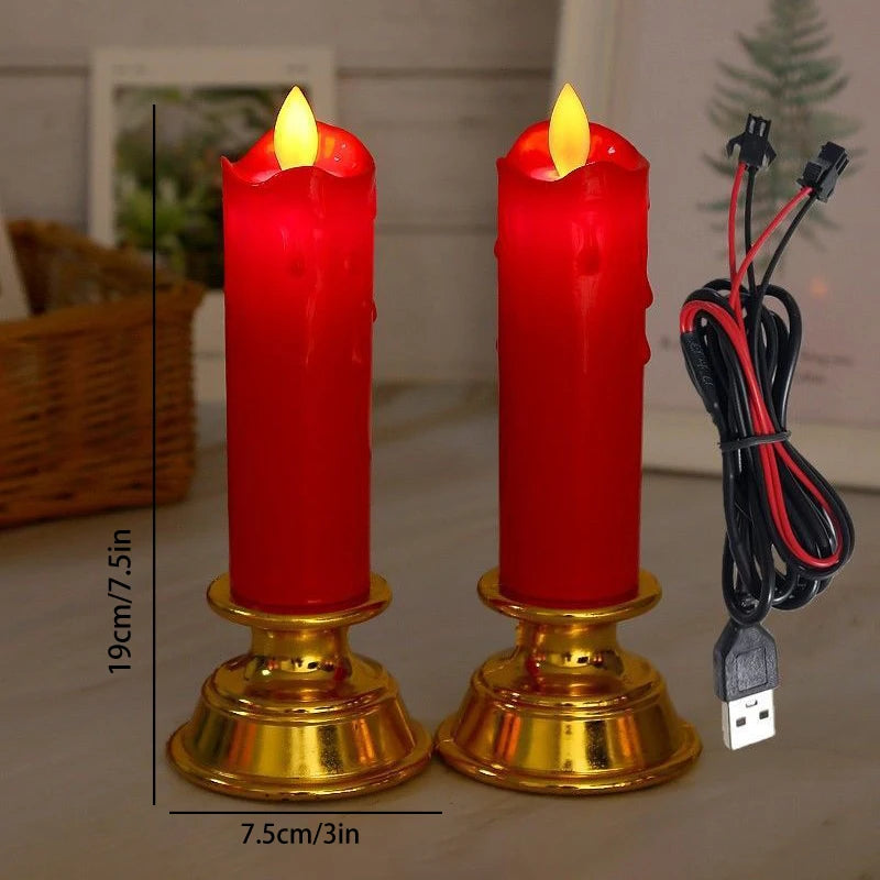 Lot de 2 Bougies Cierges Chandelier à LED