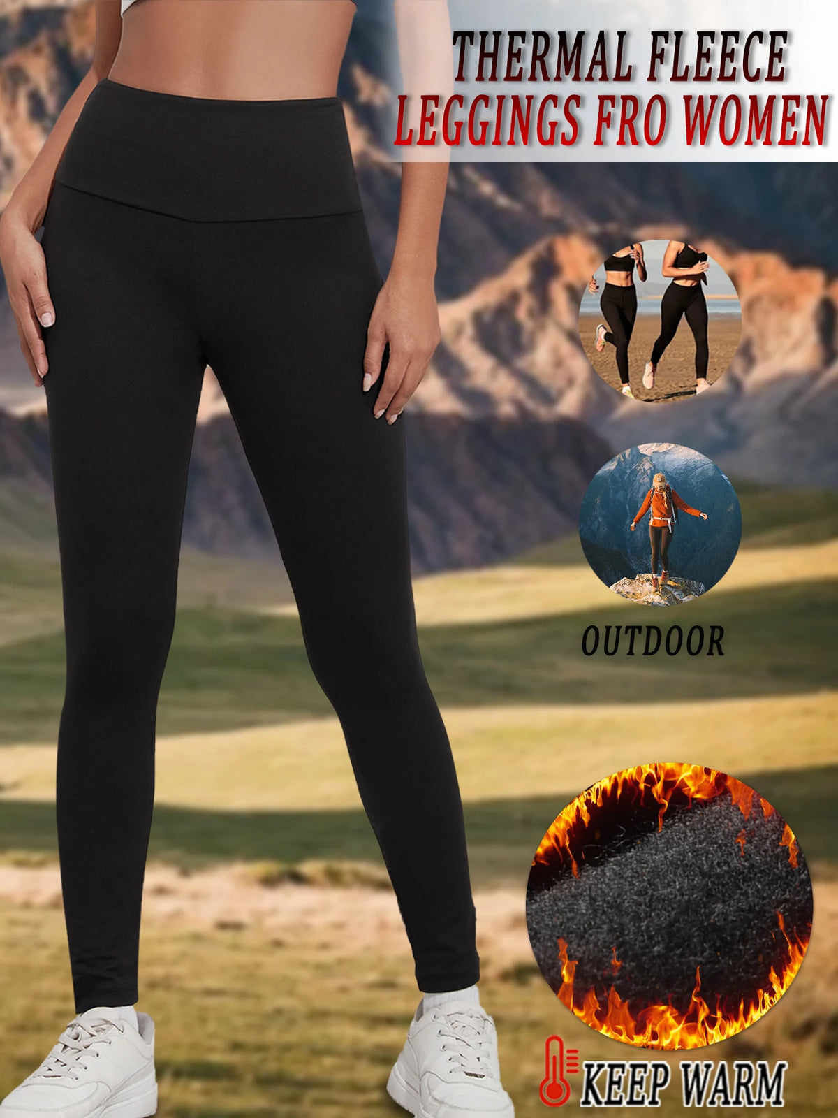 Legging Thermique Femme Taille Haute Doublé Polaire Épais & Doux pour Hiver – 9 Couleurs & 6 Tailles