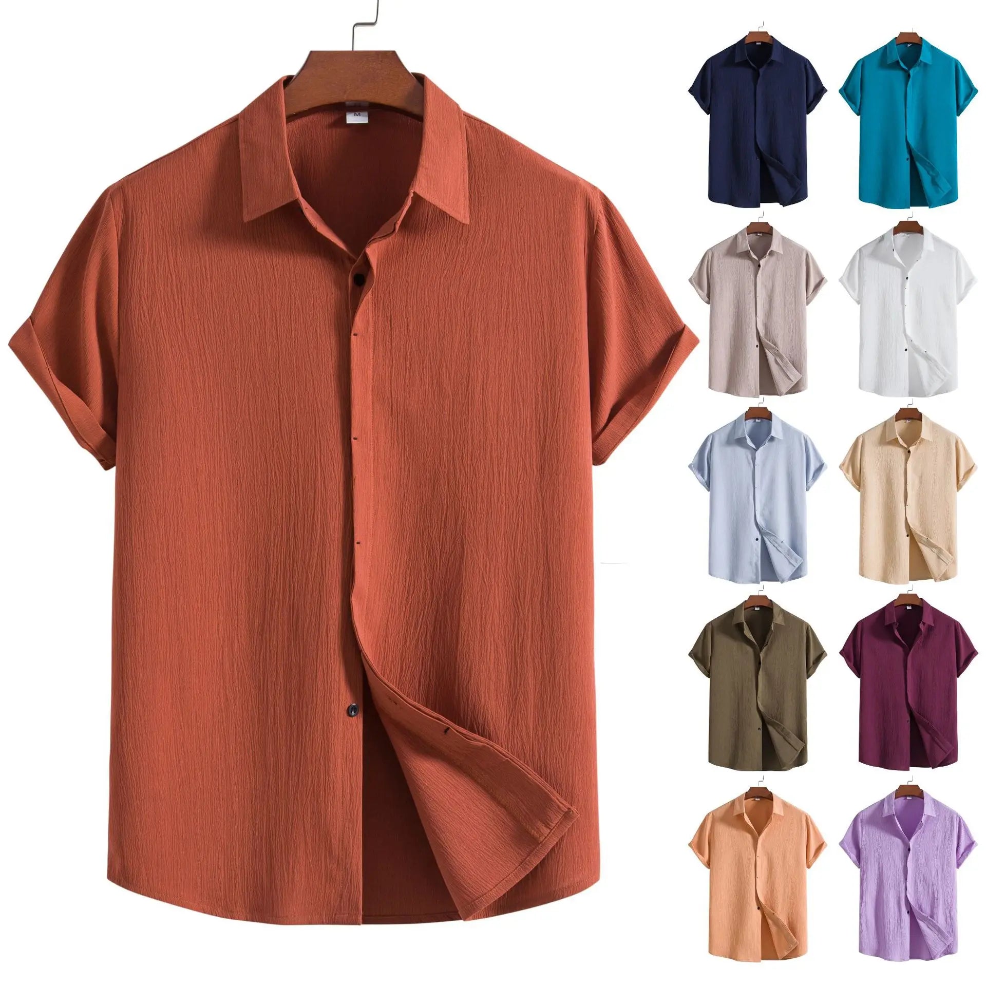 Chemise Légère en Coton Respirant Manches Courtes - Homme
