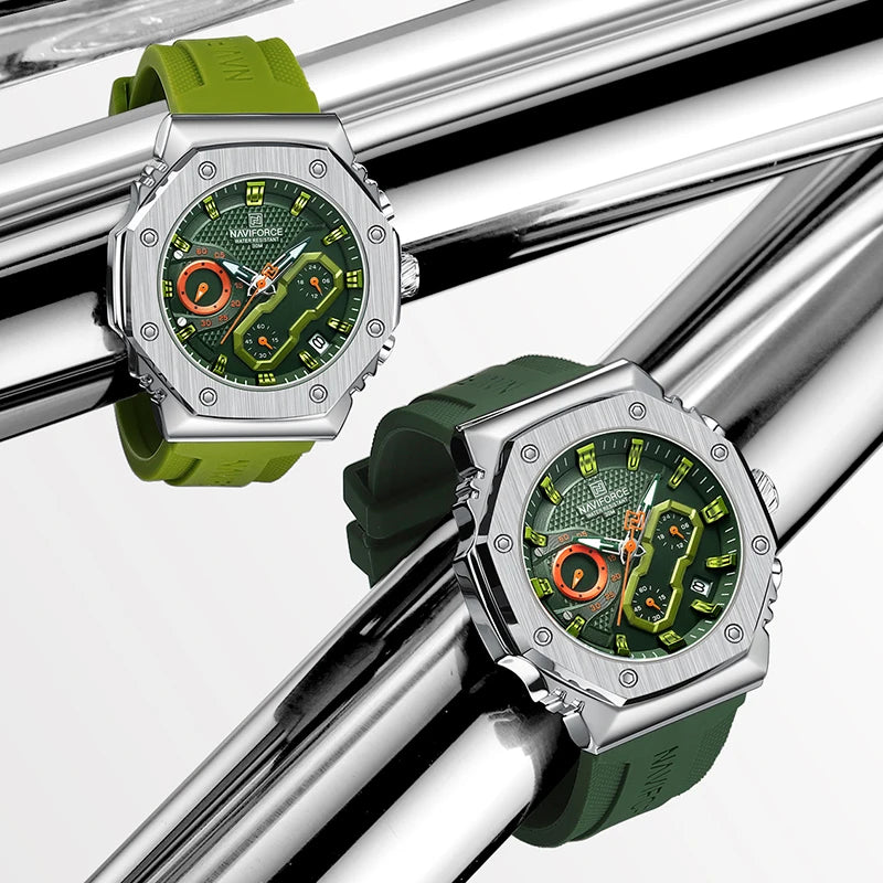 NAVIFORCE - Montre-bracelet à quartz avec bracelet en silicone souple