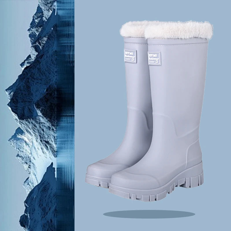 Bottes de Pluie Montantes à Doublure Chaude - Femme