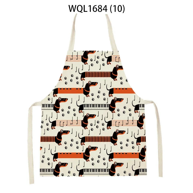 Tablier de Cuisine en Lin à Motif Chien Teckel