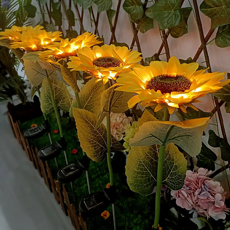 Lot de 3 Lampes Solaires LED Tournesol – Éclairage Décoratif pour Jardin, Pelouse & Cour