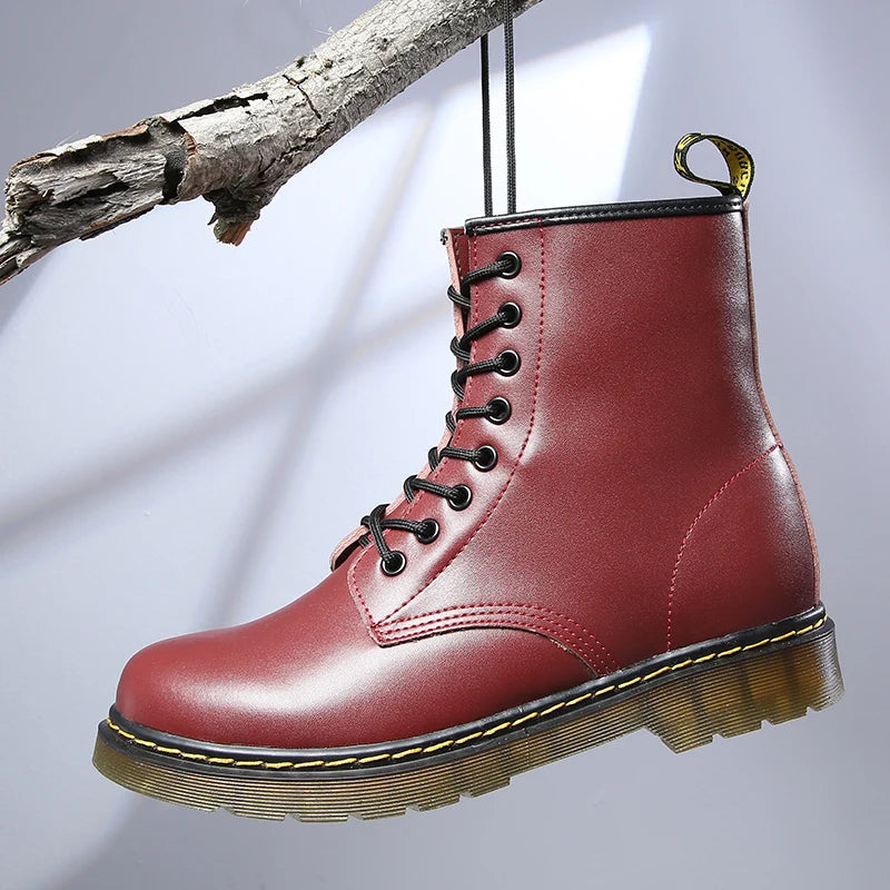 Bottines Rangers à lacets en similicuir - Modèle Mixte