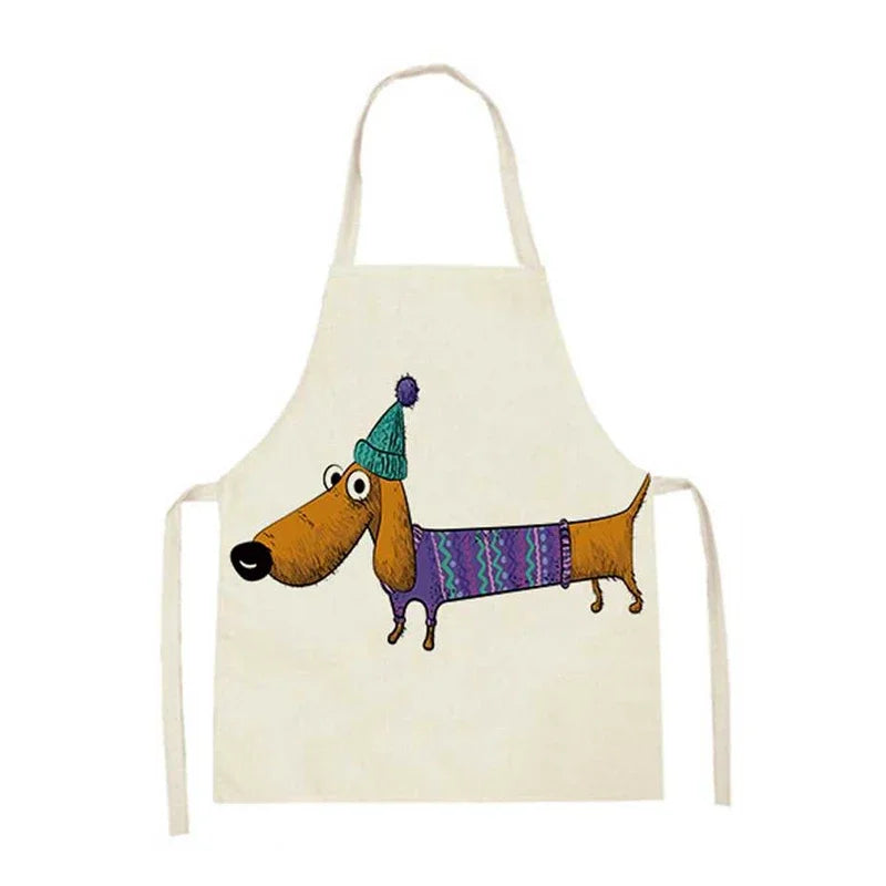 Tablier de Cuisine en Lin à Motif Chien Teckel