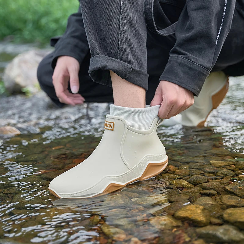 Bottes de Pluie Faciles à Enfiler Doublure Chaude