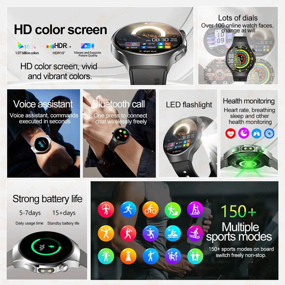 Montre Intelligente avec Lampe LED & Boussole + Bracelet OFFERT