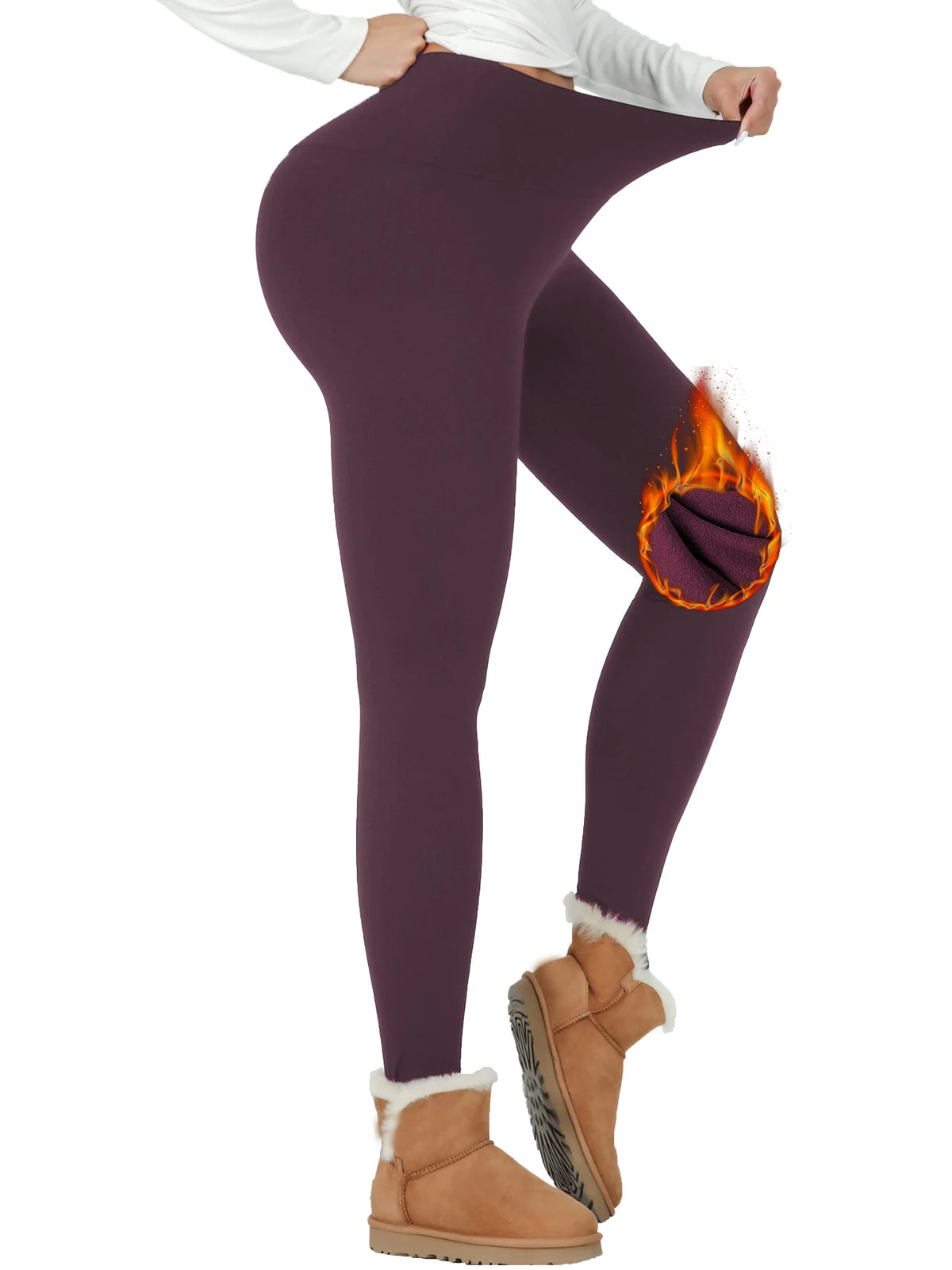 Legging Thermique Femme Taille Haute Doublé Polaire Épais & Doux pour Hiver – 9 Couleurs & 6 Tailles