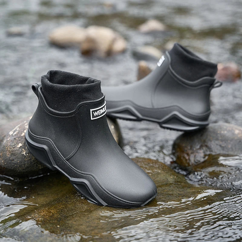 Bottes de Pluie Faciles à Enfiler Doublure Chaude