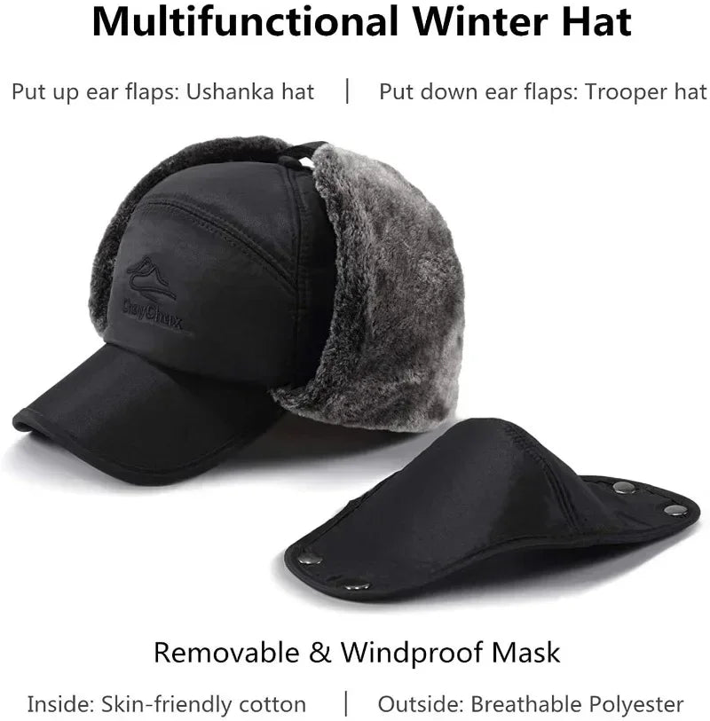 Chapeau bombardier Grand froid -20° Intérieur polaire