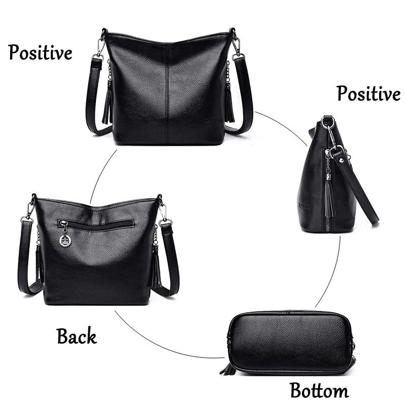 Sac à bandoulière en cuir PU souple pour femmes