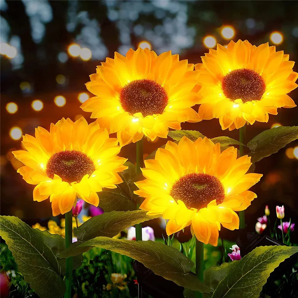 Lampe solaire LED en Tournesol à planter