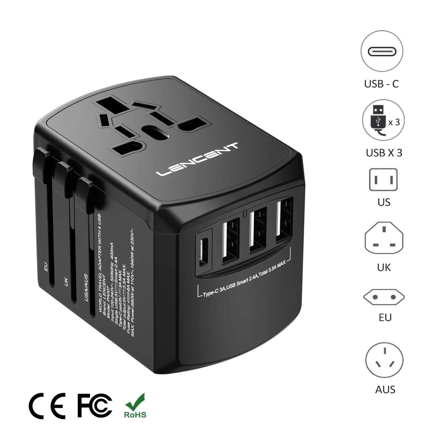 Chargeur de voyage internationnal tout en un