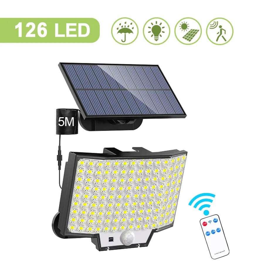 Applique Solaire 348LED - Eclairage puissant 180 degrés