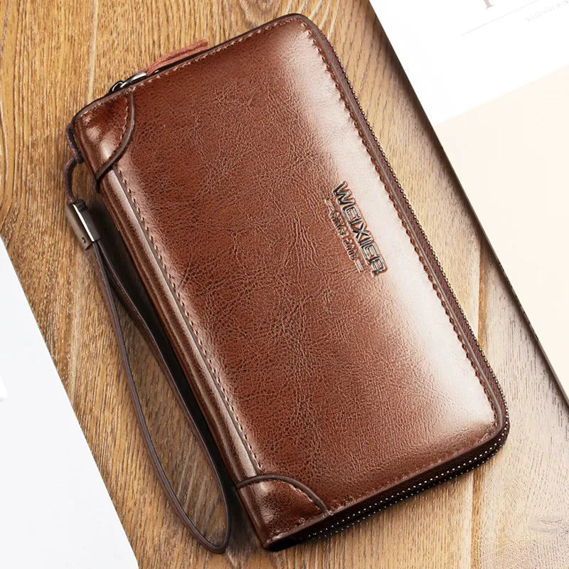 Portefeuille long en cuir PU - 5 Compartiments (Téléphone, Cartes, Monnaies..)