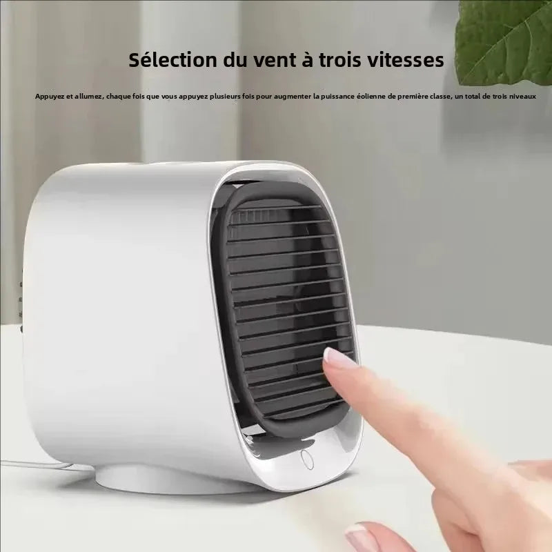 Rafraîchisseur d’Air Portable USB – Mini Climatiseur avec Brumisateur, Ventilateur de Bureau Rechargeable