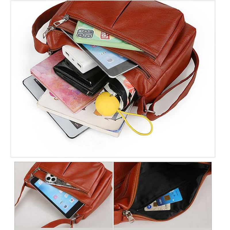 Sac bandoulière en Cuir PU multi-rangement