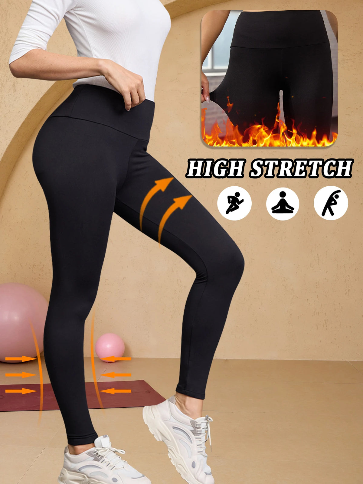 Legging Thermique Femme Taille Haute Doublé Polaire Épais & Doux pour Hiver – 9 Couleurs & 6 Tailles