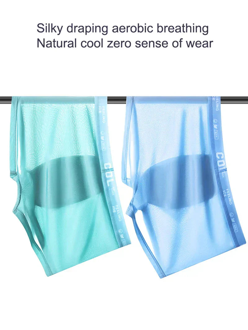 COOL - 4 Boxers Homme Ultra-Légers en Soie Glacée