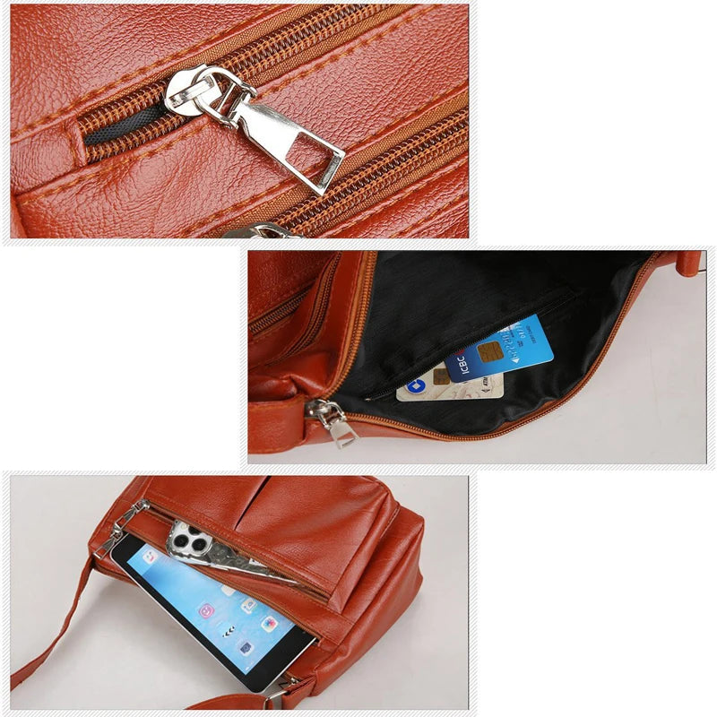 Sac bandoulière en Cuir PU multi-rangement